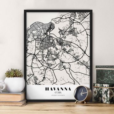 Poster con cornice - Havana City Map - Classic - Verticale 4:3