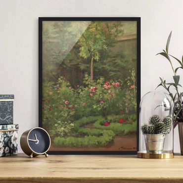 Poster con cornice - Camille Pissarro - A Rose Garden - Verticale 4:3