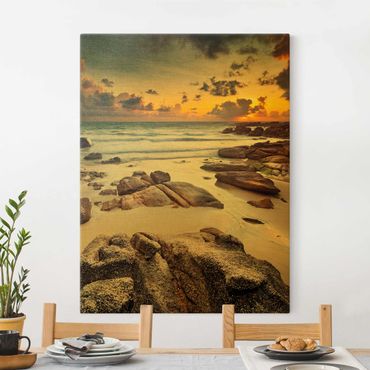 Quadro su tela oro - Alba sulla spiaggia in Thailandia
