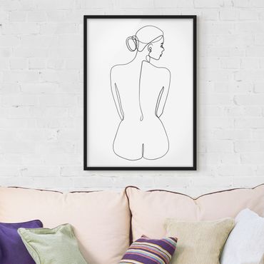 Poster con cornice - Line Art Nudes Torna Bianco e nero - Verticale 4:3