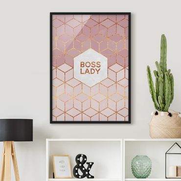 Poster con cornice - Boss Pink Lady esagoni - Verticale 4:3