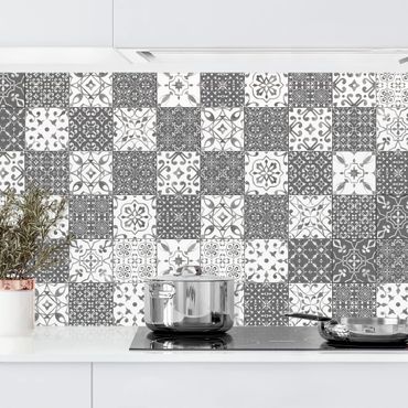 Rivestimento cucina - Motivo piastrelle Mix grigio bianco