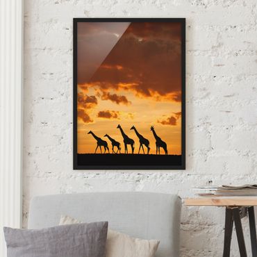 Poster con cornice - Five Giraffes - Verticale 4:3