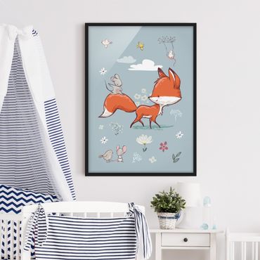 Poster con cornice - Fox And Mouse On The Move - Verticale 4:3