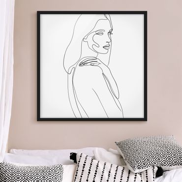 Poster con cornice - Spalla di Line Art Woman Bianco e nero - Quadrato 1:1