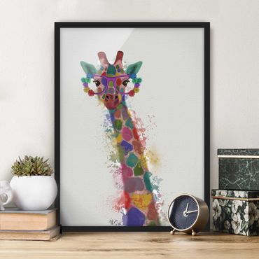 Poster con cornice - Arcobaleno Splash Giraffe - Verticale 4:3