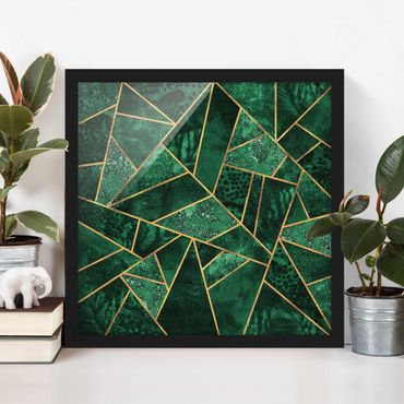 Poster con cornice - Dark Emerald con oro - Quadrato 1:1
