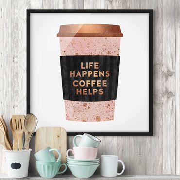 Poster con cornice - Life Happens caffè aiuta oro - Quadrato 1:1