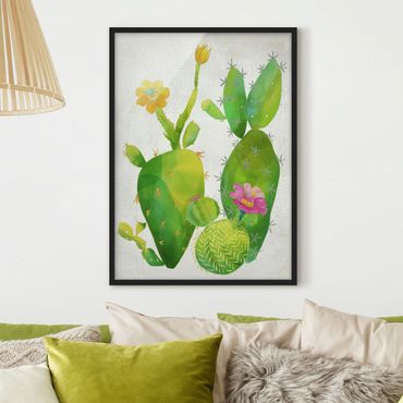 Poster con cornice - Famiglia Di Cactus, Rosa, Giallo - Verticale 4:3