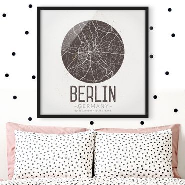 Poster con cornice - Mappa Berlino - Retro