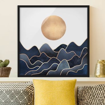 Poster con cornice - Golden Sun Blue Waves - Quadrato 1:1