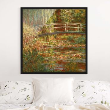 Poster con cornice - Claude Monet - Lo stagno delle ninfee e Ponte giapponese (Armonia in rosa) - Quadrato 1:1