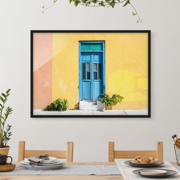 Poster con cornice - Colorful Wall Blue Door - Orizzontale 3:4