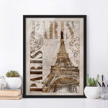 Poster con cornice - Shabby Chic Collage - Parigi - Verticale 4:3