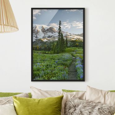 Poster con cornice - Mountain View Meadow Path - Verticale 4:3