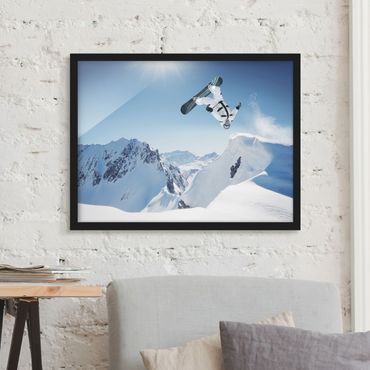 Poster con cornice - Flying Snowboarder - Orizzontale 3:4