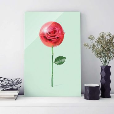 Quadro in vetro - Rose Con Il Lollipop - Verticale 3:2