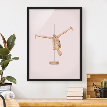 Poster con cornice - Pole Dance Con Figura legno - Verticale 4:3