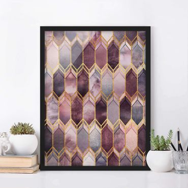 Poster con cornice - Stained Glass geometrica in oro rosa - Verticale 4:3