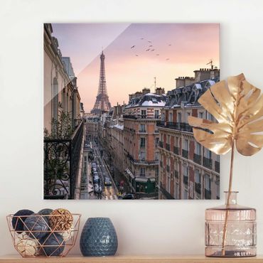 Quadro in vetro - La torre Eiffel al tramonto