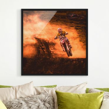 Poster con cornice - Motocross In The Dust - Quadrato 1:1
