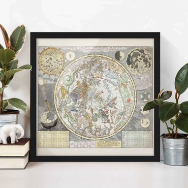 Poster con cornice - Vintage Ancient Mappa Stellare - Quadrato 1:1