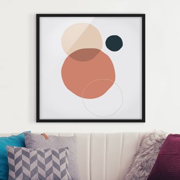 Poster con cornice - Line Art Circles Pastello - Quadrato 1:1