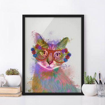 Poster con cornice - Arcobaleno Splash Cat - Verticale 4:3