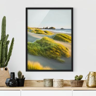 Poster con cornice - Dunes And Grasses At The Sea - Verticale 4:3