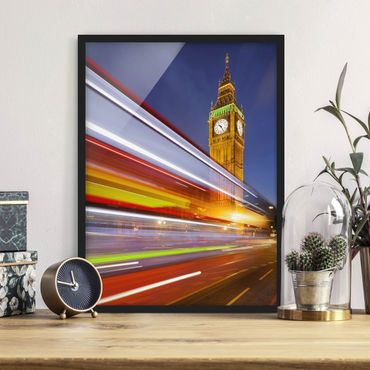 Poster con cornice - Traffic In London On Big Ben At Night - Verticale 4:3