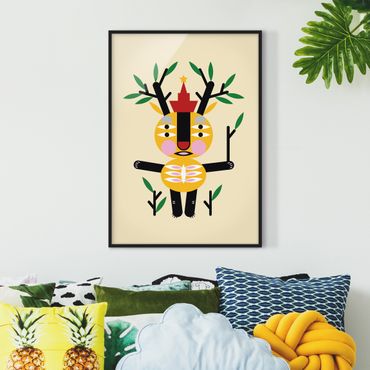 Poster con cornice - Collage Ethno mostro - Deer - Verticale 4:3