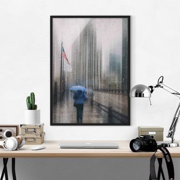 Poster con cornice - piovosa Chicago