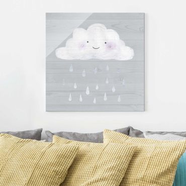 Quadro in vetro - Cloud With Silver Raindrops - Quadrato 1:1