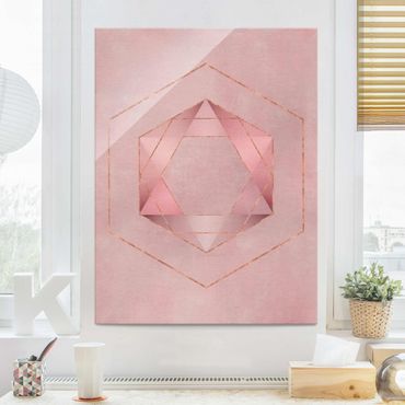 Quadro in vetro - Geometria In rosa e oro io - Verticale 4:3