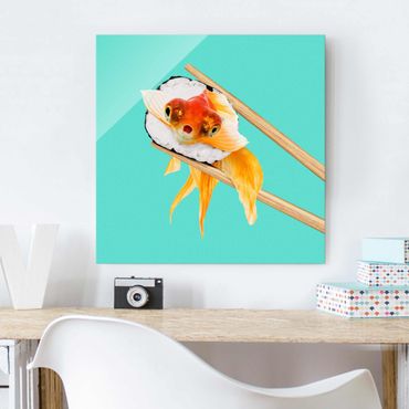 Quadro in vetro - Sushi con Goldfish - Quadrato 1:1