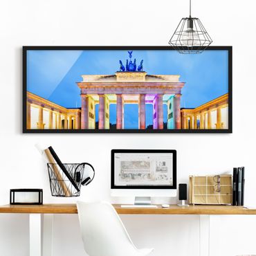 Poster con cornice - Illuminato Porta Di Brandeburgo - Panorama formato orizzontale