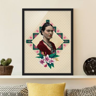 Poster con cornice - Frida Kahlo - Flowers And Geometry - Verticale 4:3