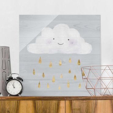 Quadro in vetro - Cloud With Golden Raindrops - Quadrato 1:1