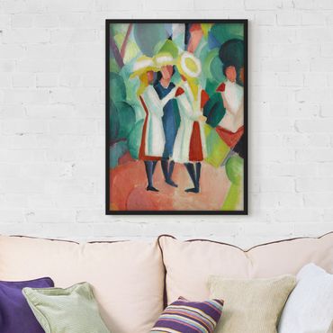Poster con cornice - August Macke - Three Girls In Yellow Straw Hats - Verticale 4:3