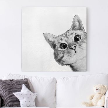 Quadri su tela - Illustrazione Cat Disegno NeroBianco