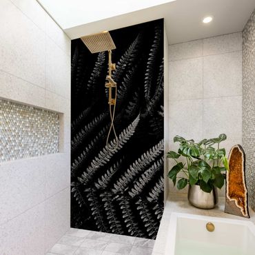 Rivestimento per doccia - Botanica felce in bianco e nero