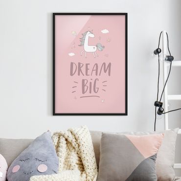 Poster con cornice - Dream Big Unicorn - Verticale 4:3