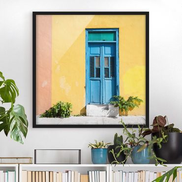 Poster con cornice - Colorful Wall Blue Door - Quadrato 1:1