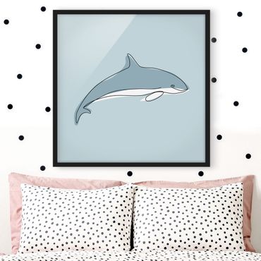 Poster con cornice - Dolphin Line Art - Quadrato 1:1