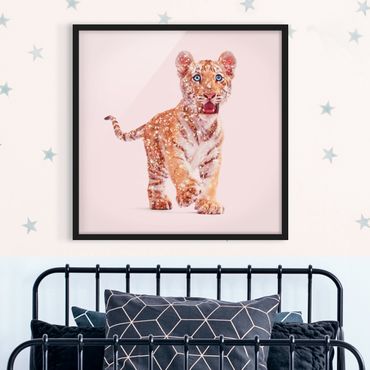 Poster con cornice - Tiger con glitter - Quadrato 1:1