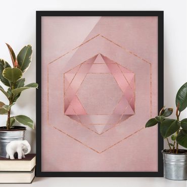 Poster con cornice - Geometria In rosa e oro io - Verticale 4:3