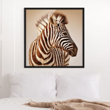 Poster con cornice - Zebra Baby Portrait - Quadrato 1:1