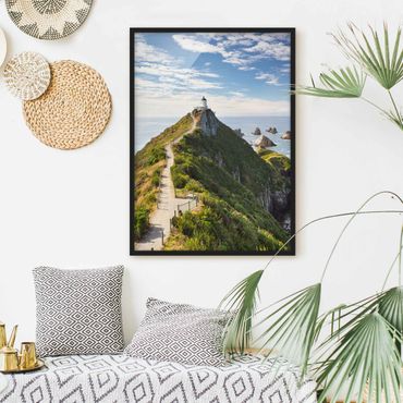 Poster con cornice - Nugget Point Lighthouse And Sea Zealand - Verticale 4:3