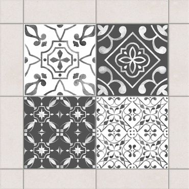 Adesivo per piastrelle - Watercolor Pattern Gray White No.3 - Mix 10cm x 10cm
