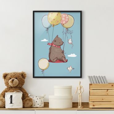 Poster con cornice - Bear And Mouse Flying - Verticale 4:3